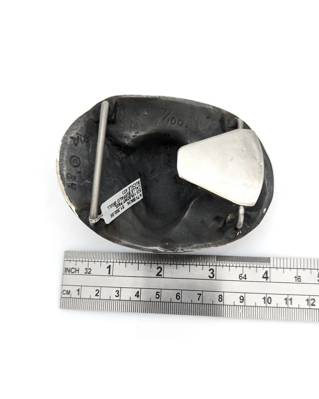 Paul Calle Sterling Silver Buffalo Skull & Feathers Western Buckle Limited Edition - Image 3