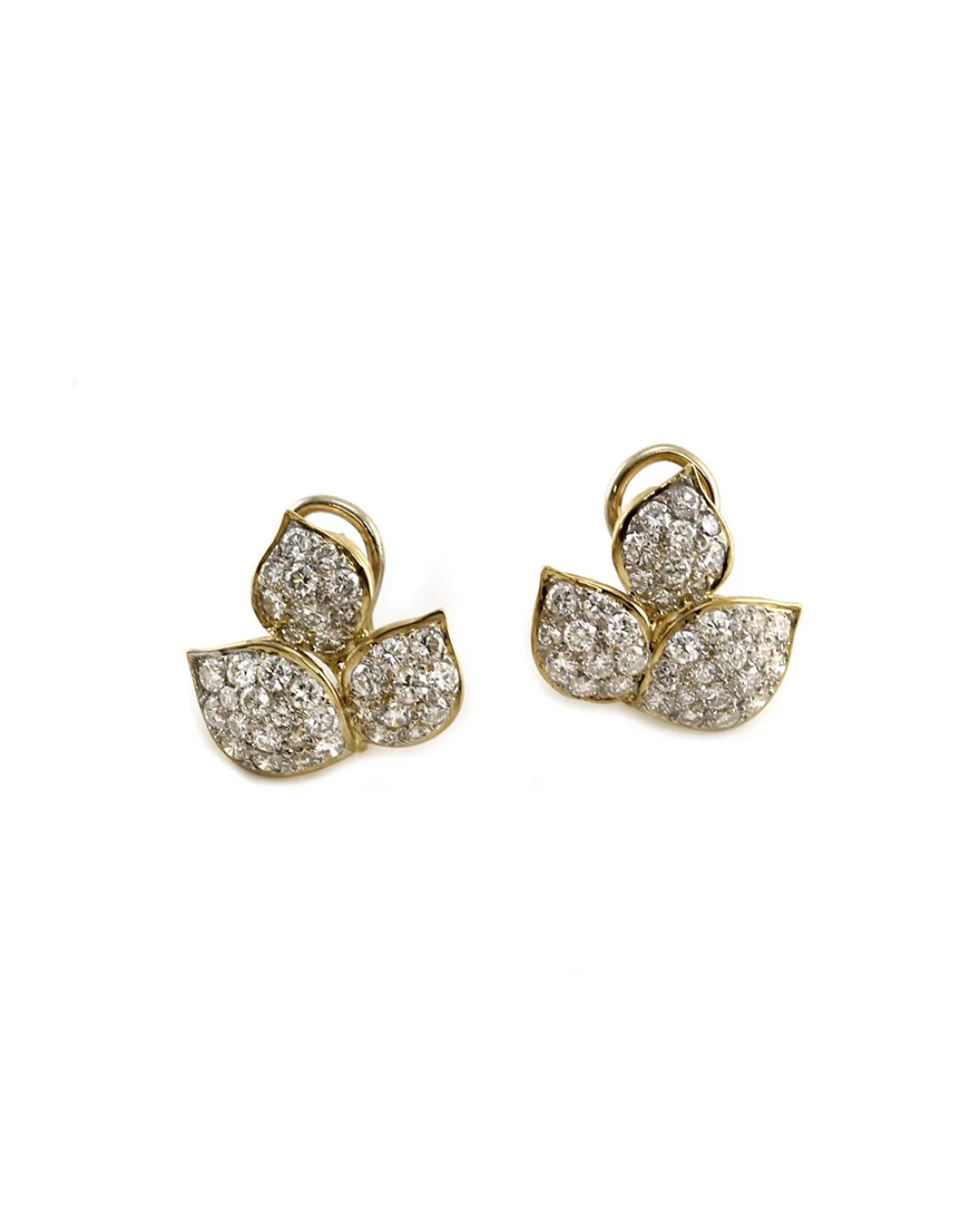 Pave Diamond and Pearl Detachable Dangle Earrings in Gold - Image 4