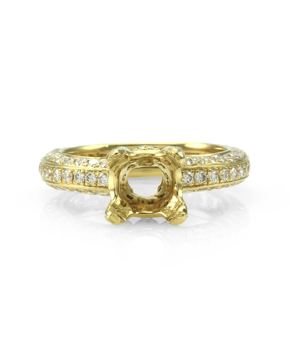 Pave Diamond Bridal Engagement Ring Mounting in Gold - Image 2