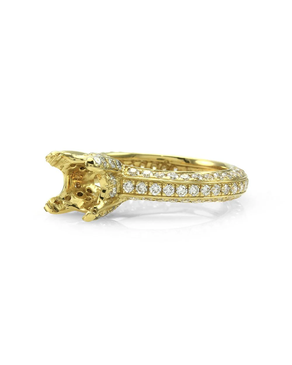 Pave Diamond Bridal Engagement Ring Mounting in Gold - Image 3