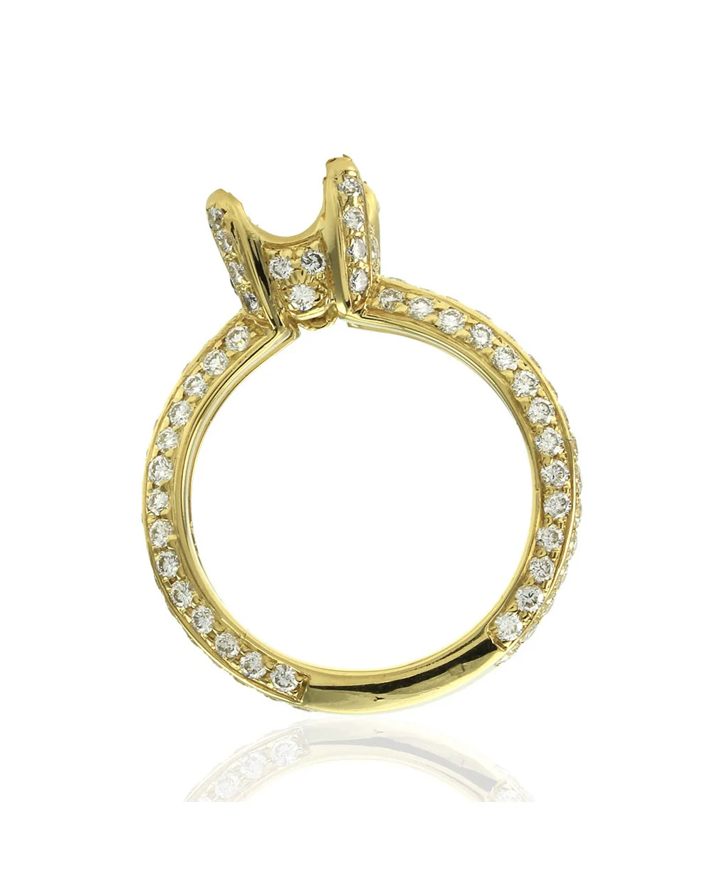 Pave Diamond Bridal Engagement Ring Mounting in Gold - Image 4