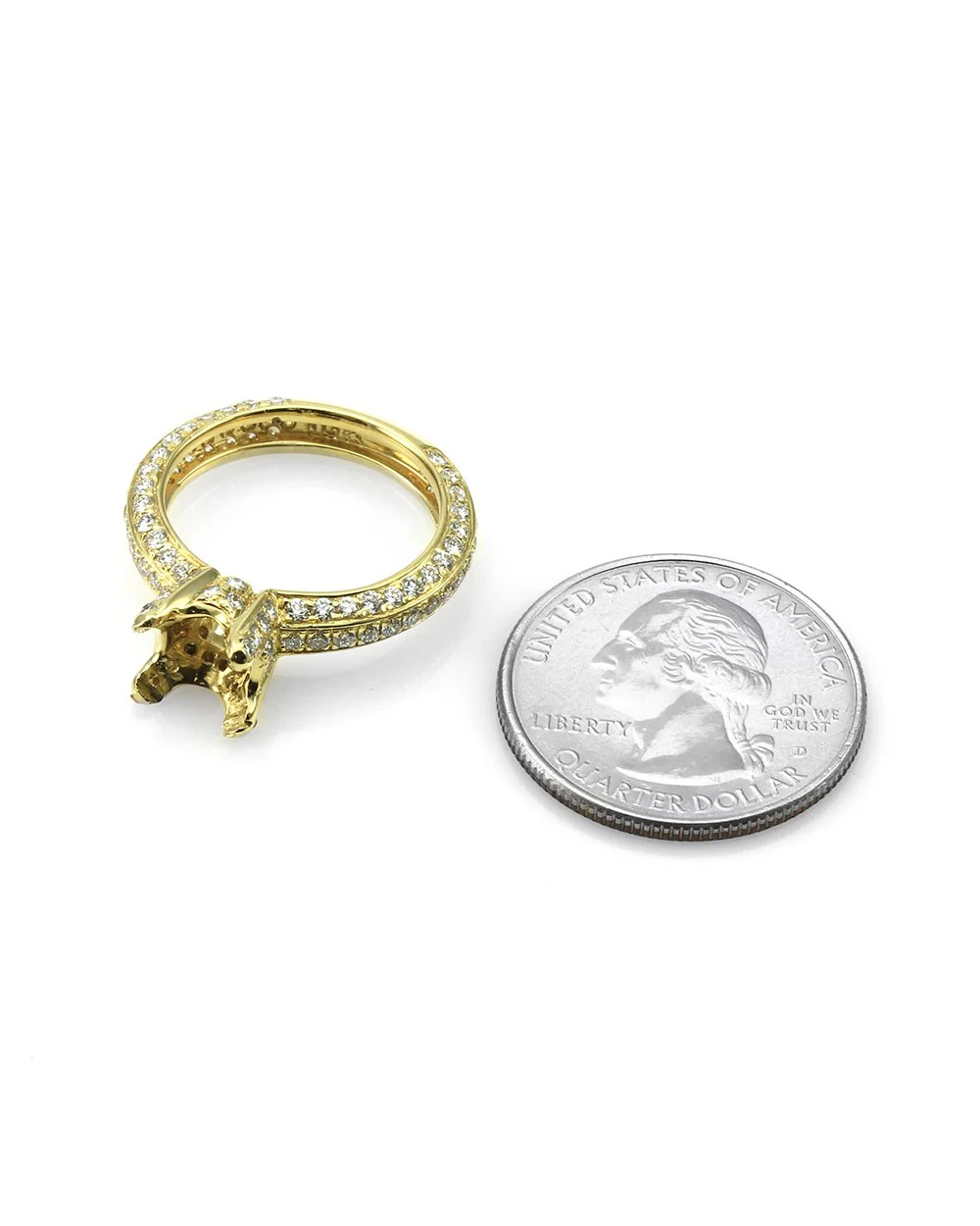Pave Diamond Bridal Engagement Ring Mounting in Gold - Image 5