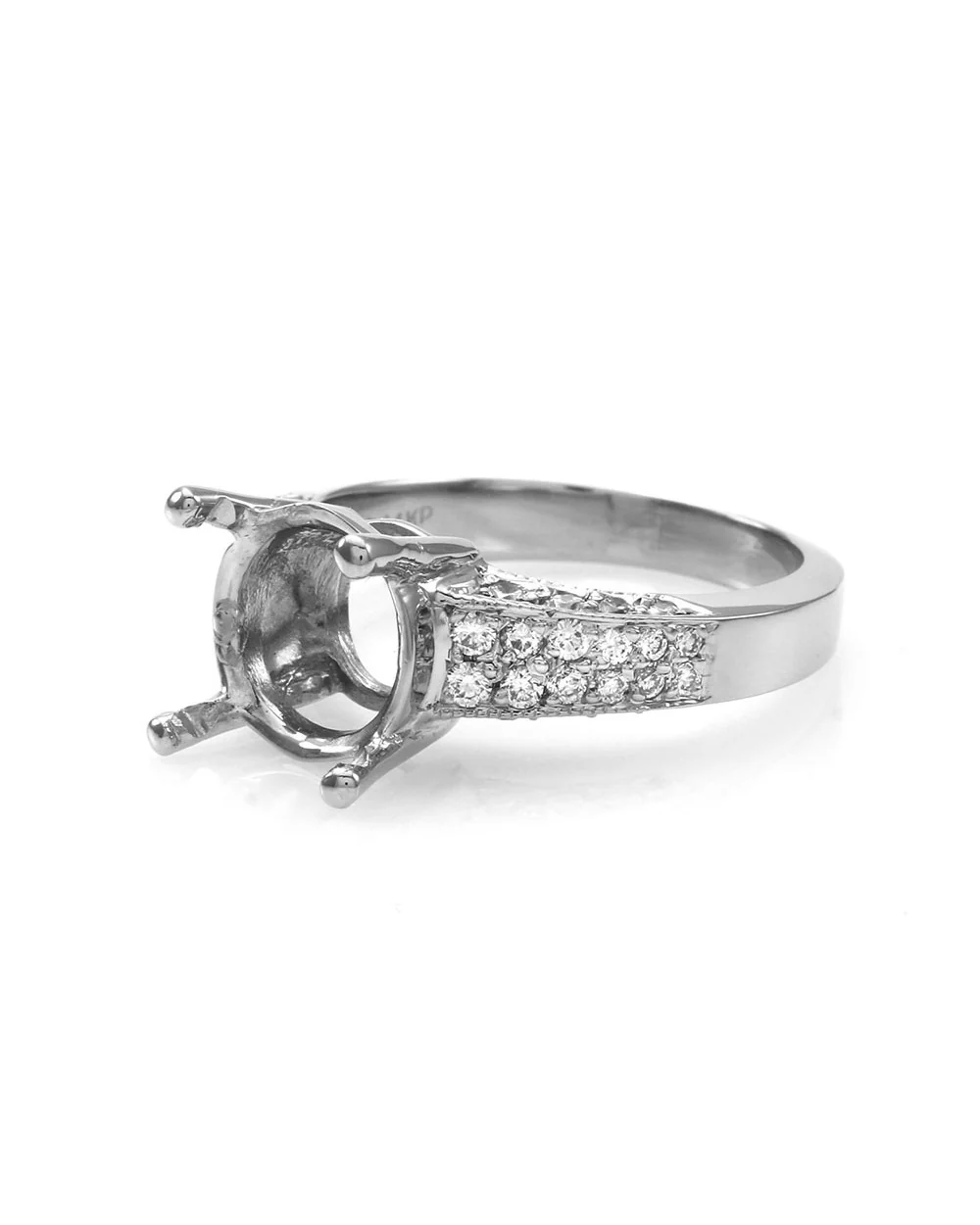 Pave Diamond Bridal Engagement Ring Mounting in Gold - Image 3