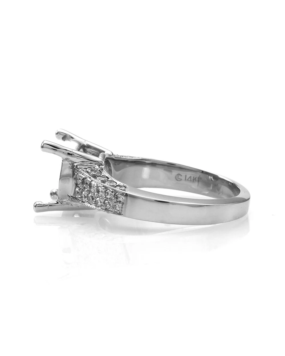Pave Diamond Bridal Engagement Ring Mounting in Gold - Image 4