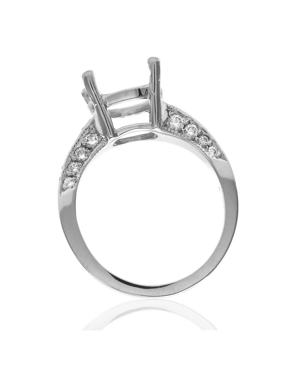 Pave Diamond Bridal Engagement Ring Mounting in Gold - Image 5