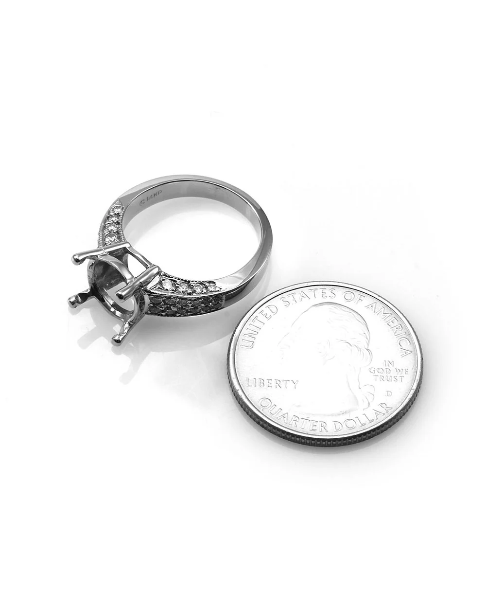 Pave Diamond Bridal Engagement Ring Mounting in Gold - Image 6