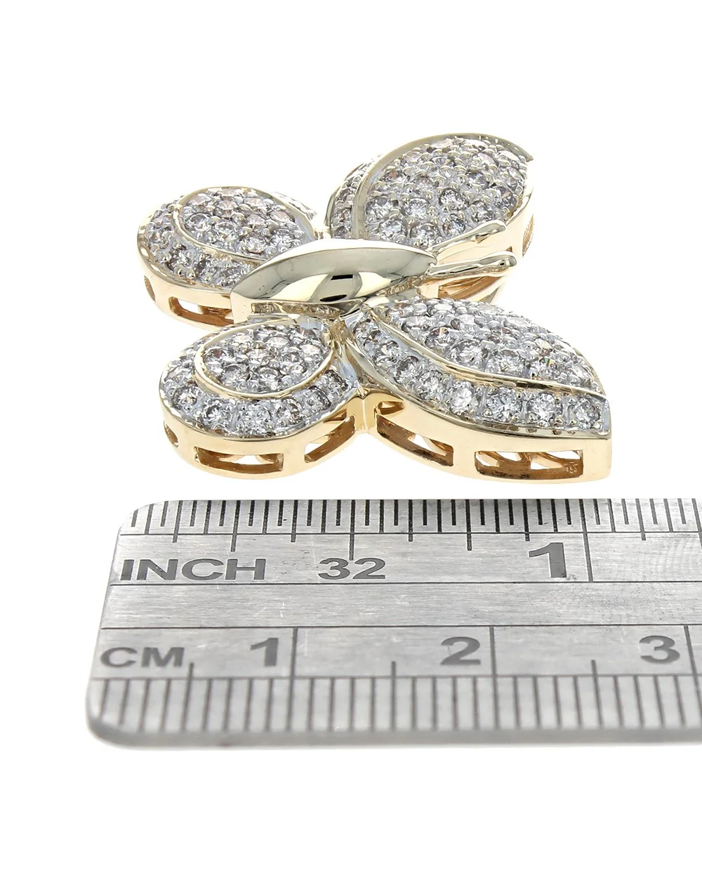 Pave Diamond Butterfly Pendant in 14K Yellow Gold - Image 3