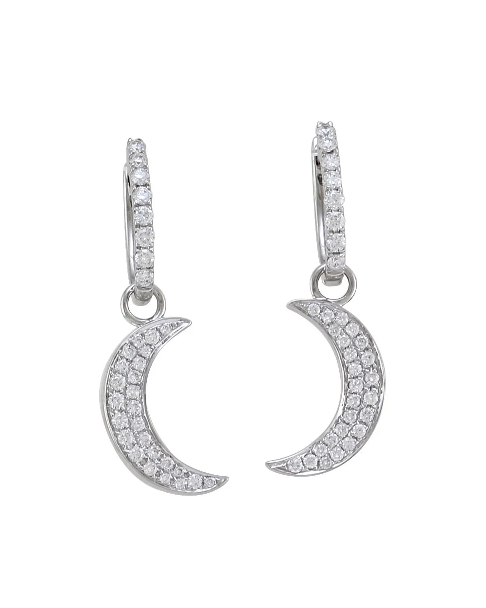 Pave Diamond Crescent Moon Earring Charms in Gold