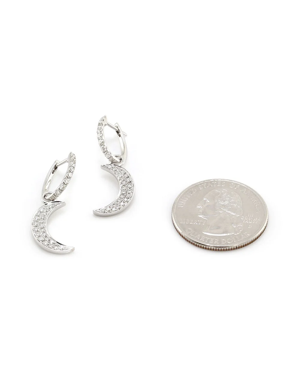 Pave Diamond Crescent Moon Earring Charms in Gold - Image 4