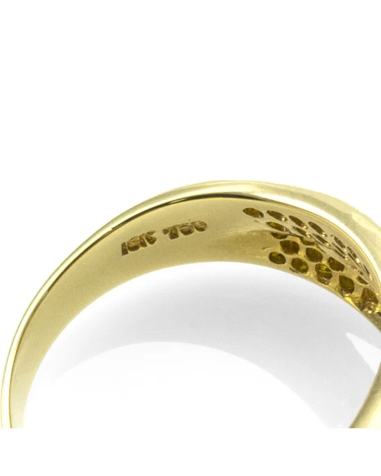 Pave Diamond Crossover Ring w/ White & Yellow Diamonds in 18K Yellow Gold - Image 8