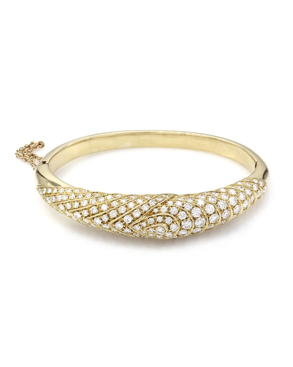 Pave Diamond Dome Bangle Bracelet in Gold - Image 2
