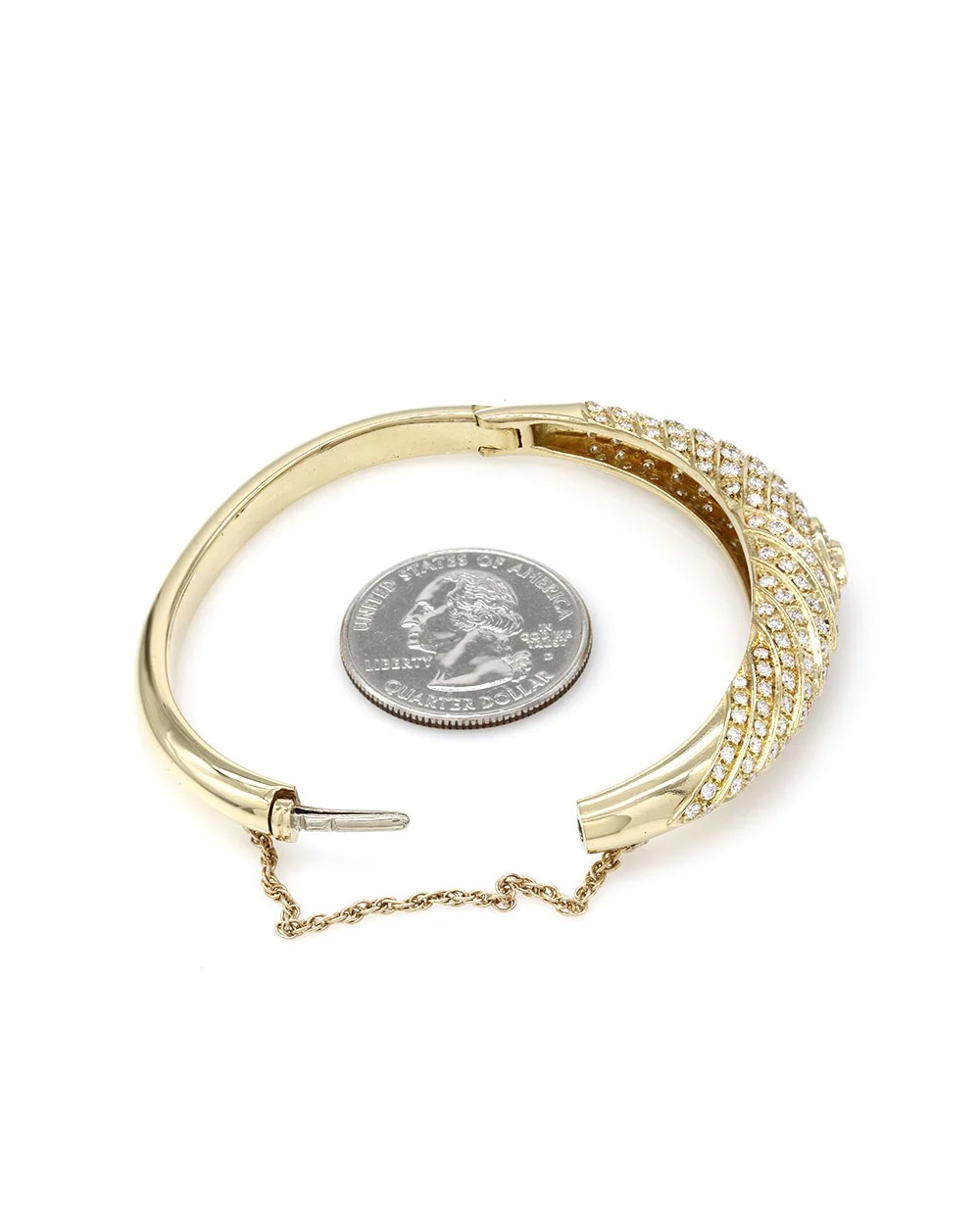 Pave Diamond Dome Bangle Bracelet in Gold - Image 3