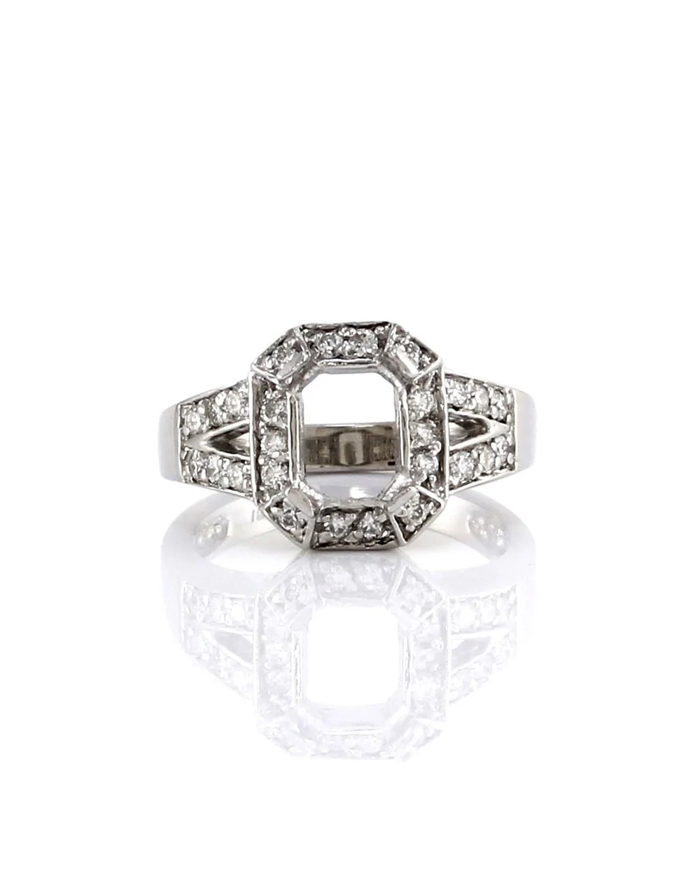 Pave Diamond Engagement Ring Mounting in Gold - Image 2