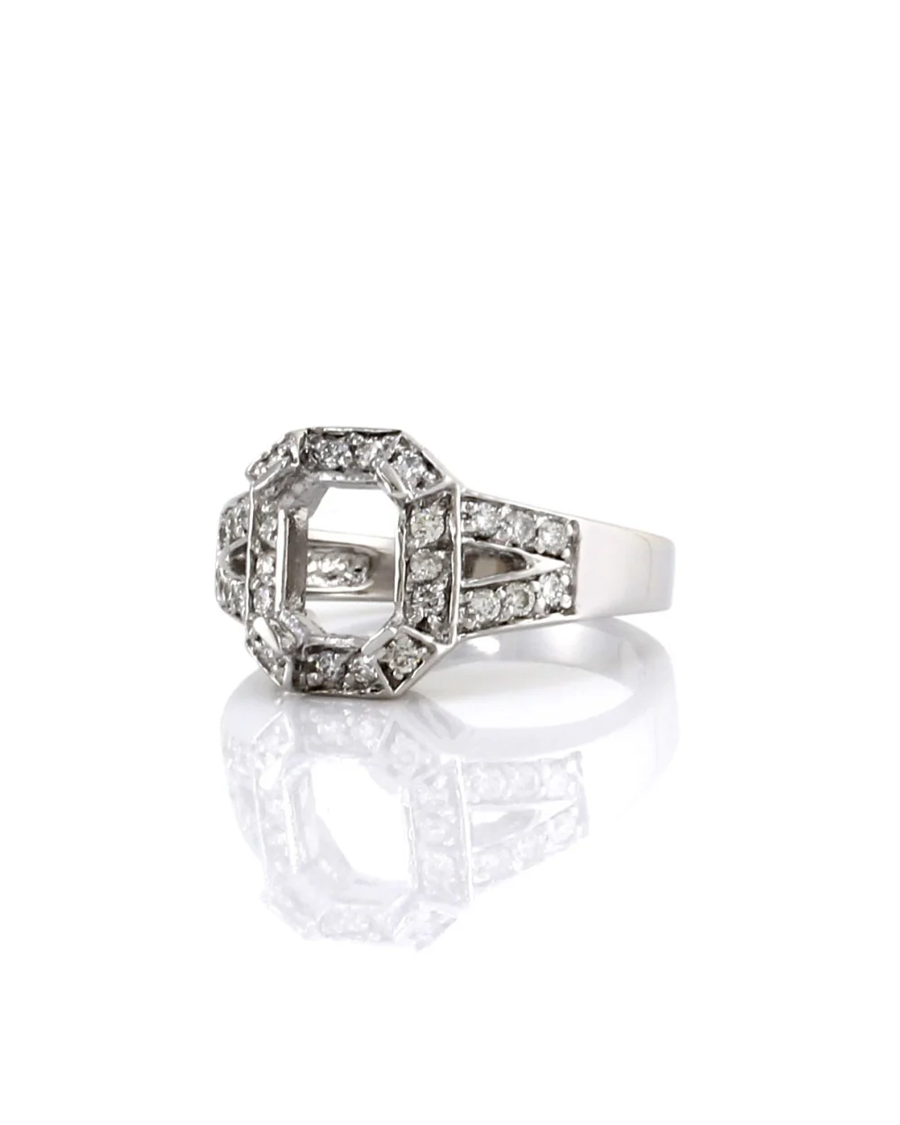 Pave Diamond Engagement Ring Mounting in Gold - Image 3