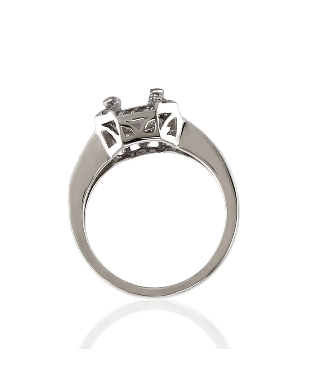 Pave Diamond Engagement Ring Mounting in Gold - Image 4