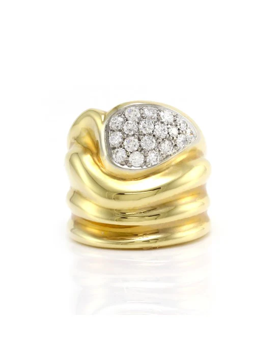 Pave Diamond Fluted Wave Staement Ring - Image 2
