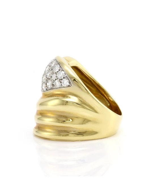 Pave Diamond Fluted Wave Staement Ring - Image 3