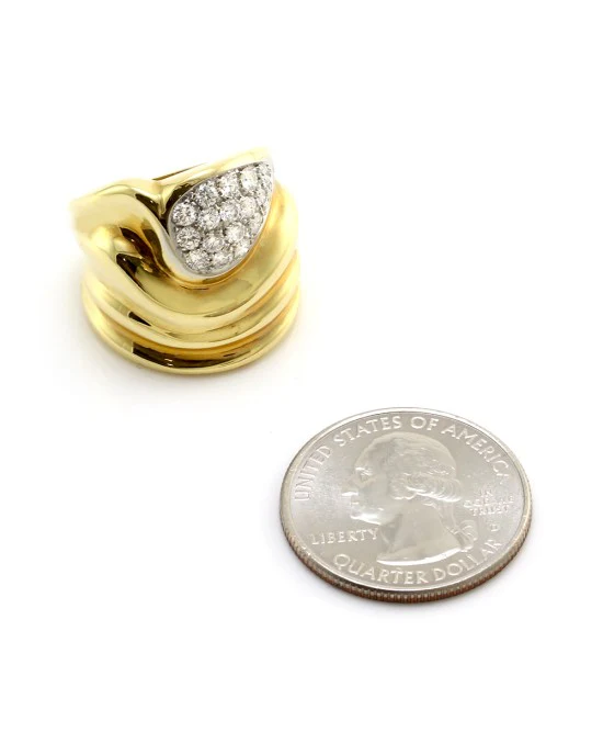 Pave Diamond Fluted Wave Staement Ring - Image 6