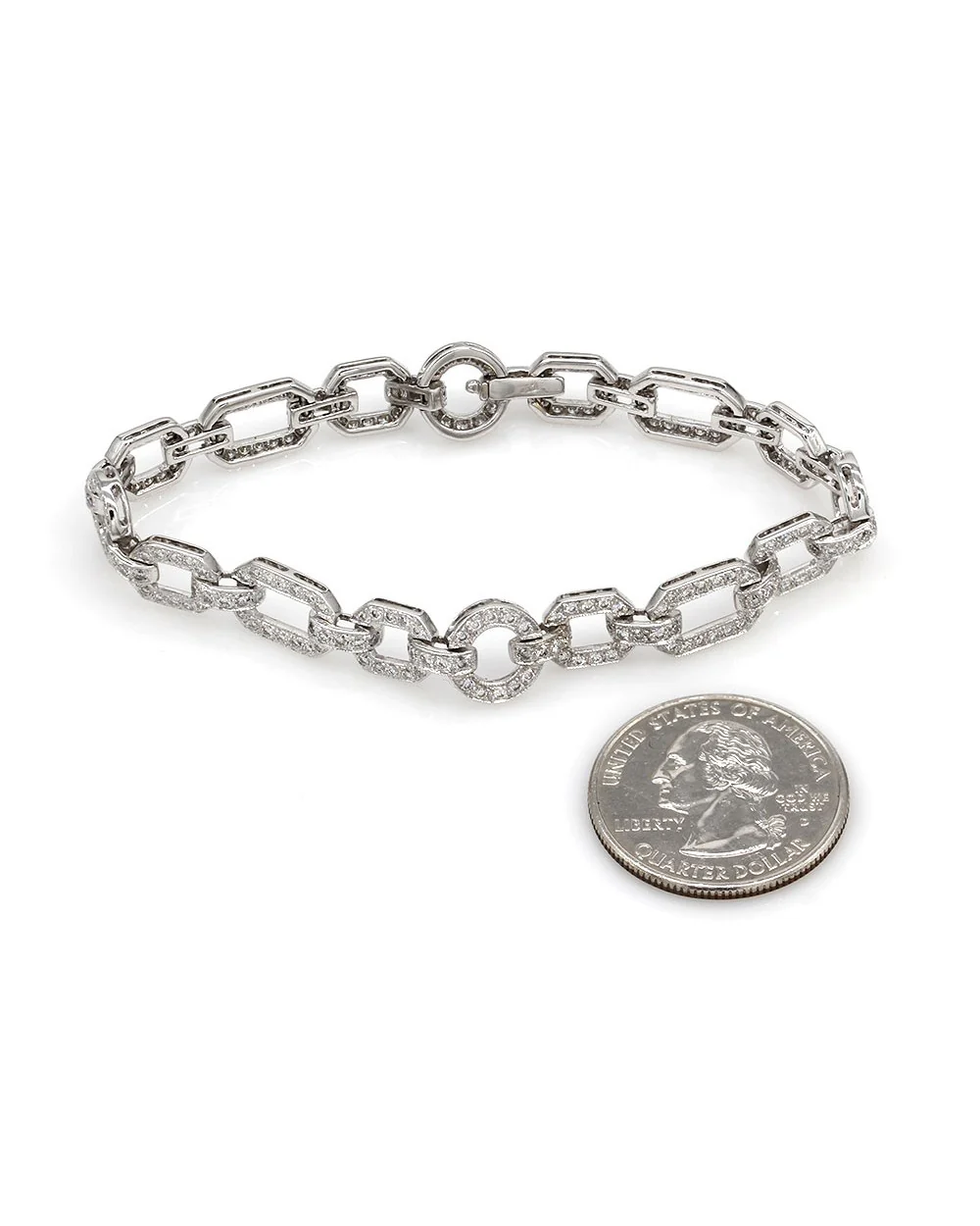 Pave Diamond Geometric Link Bracelet in Gold - Image 3