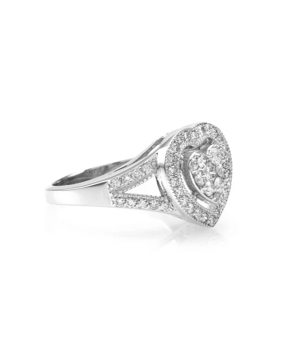 Pave Diamond Halo Heart Ring in Gold