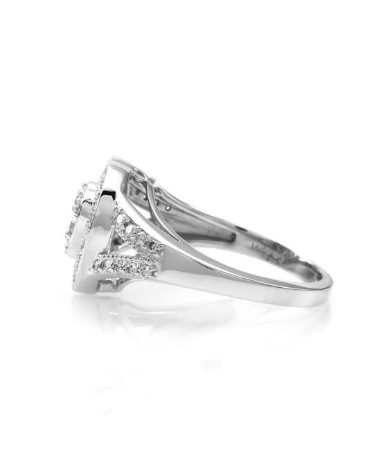 Pave Diamond Halo Heart Ring in Gold - Image 4