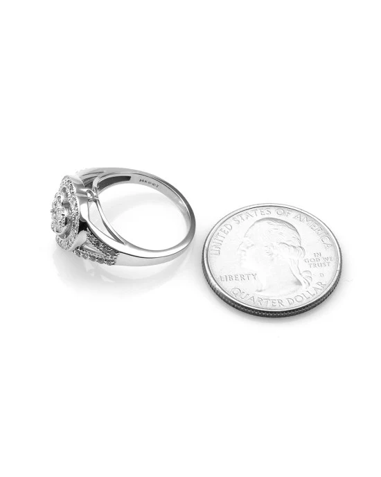 Pave Diamond Halo Heart Ring in Gold - Image 6