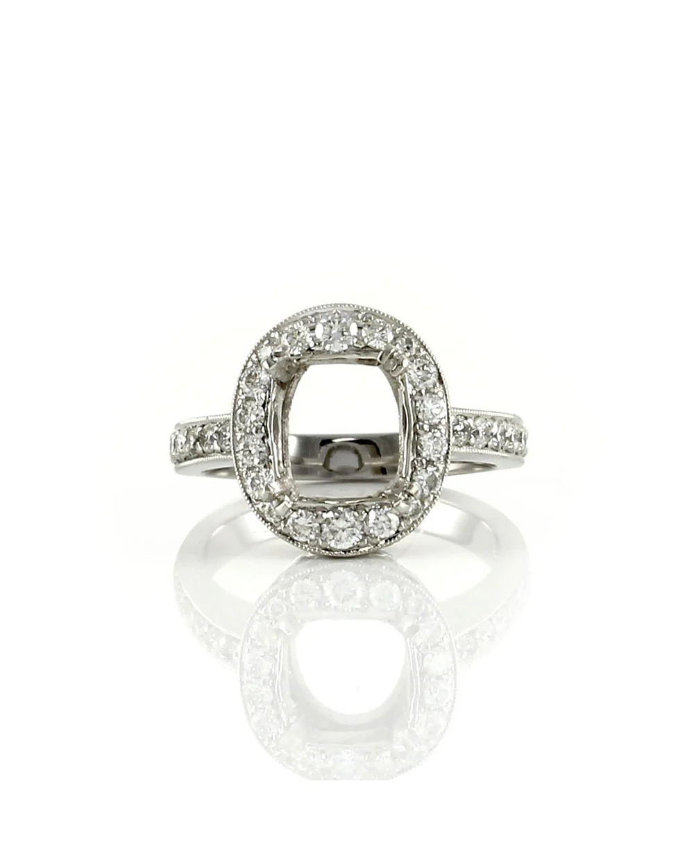 Pave Diamond Halo Ring Mounting in Platinum - Image 2