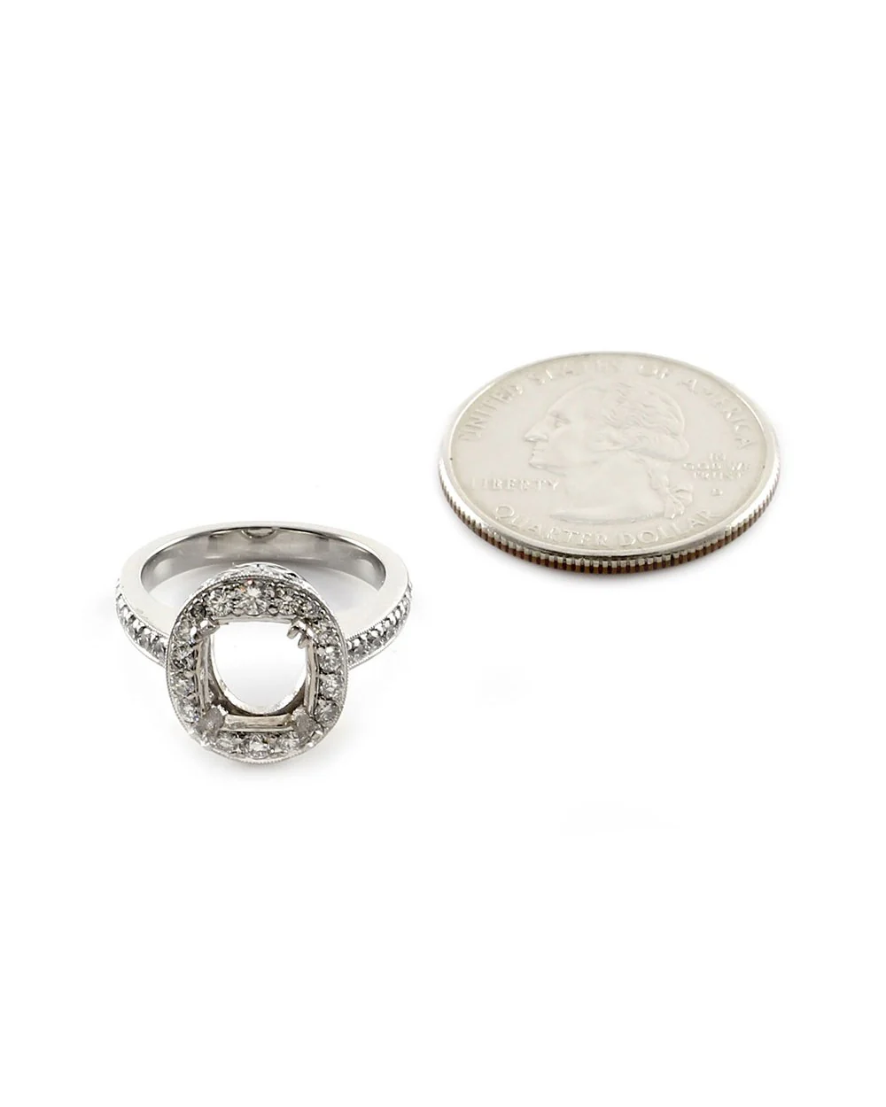 Pave Diamond Halo Ring Mounting in Platinum - Image 7