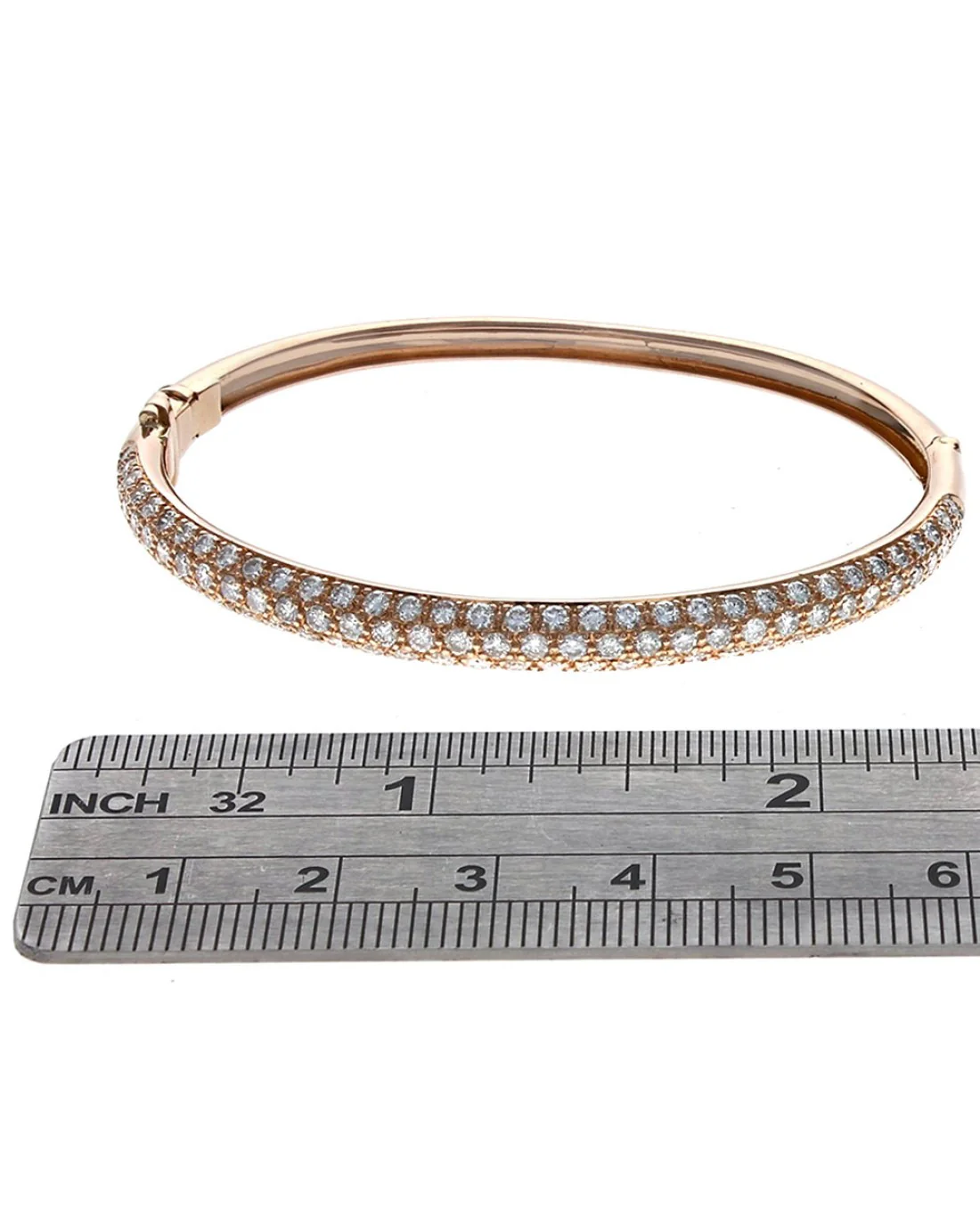 Pave Diamond Hinged Bangle Bracelet in Rose Gold - Image 3