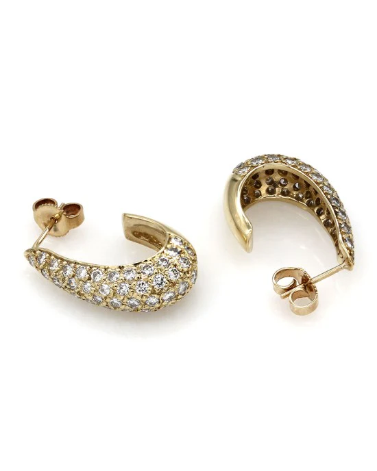 Pave Diamond J Earrings in Yellow Gold - Image 2