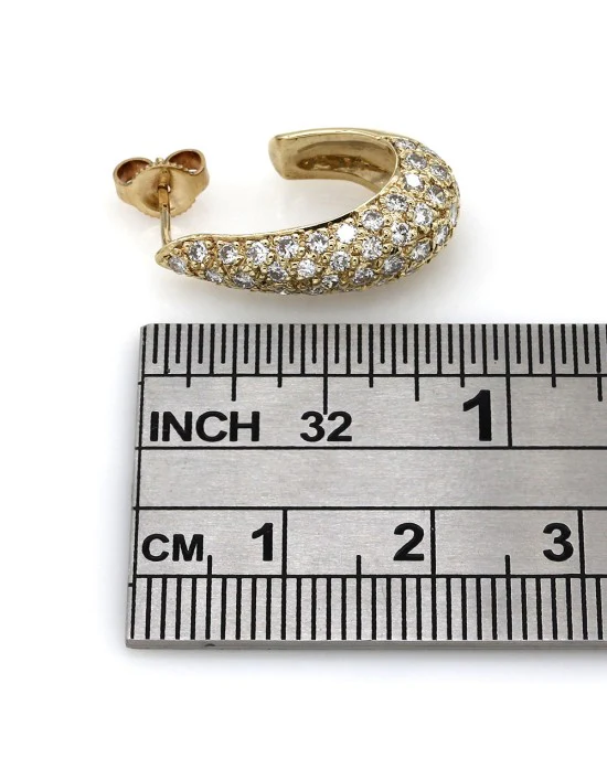 Pave Diamond J Earrings in Yellow Gold - Image 3