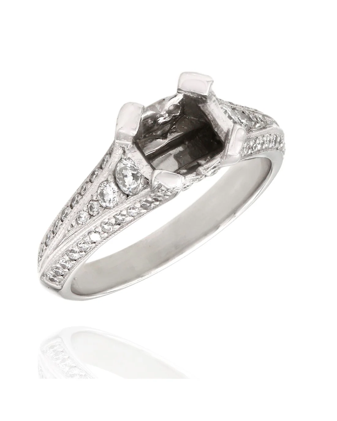 Pave Diamond Ring Mounting in Platinum