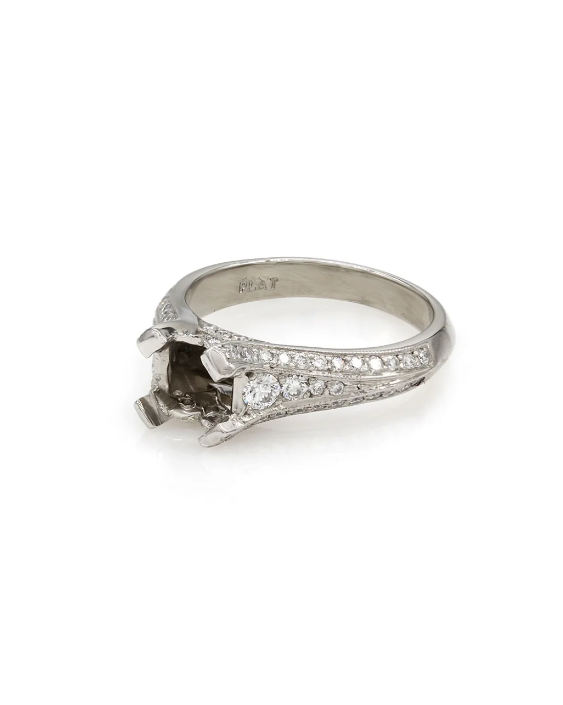 Pave Diamond Ring Mounting in Platinum - Image 3