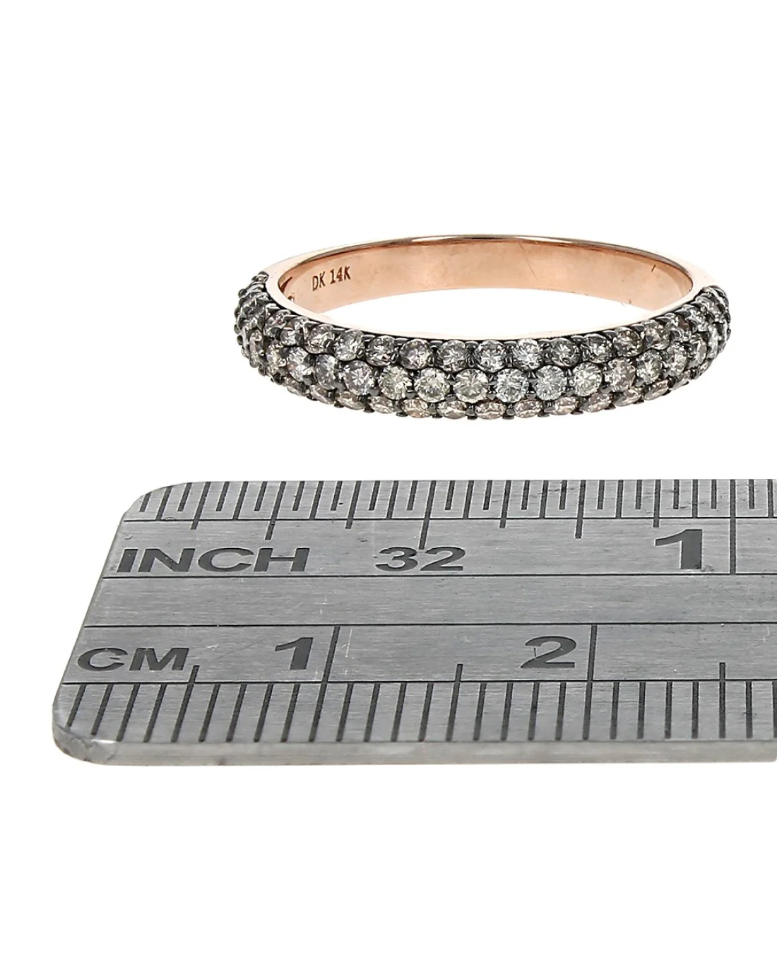 Pave Diamond Tapered Ring in Rose Gold - Image 3