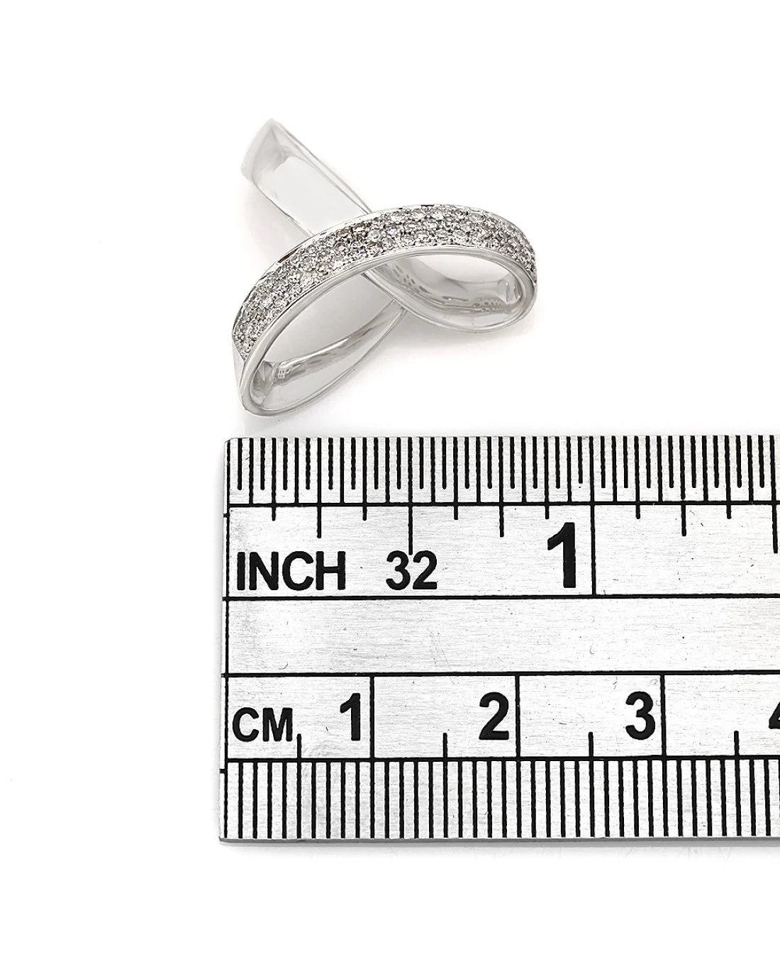Pave Diamond Trinity Slide Pendant with Single Cut Diamonds in 14k White Gold - Image 3