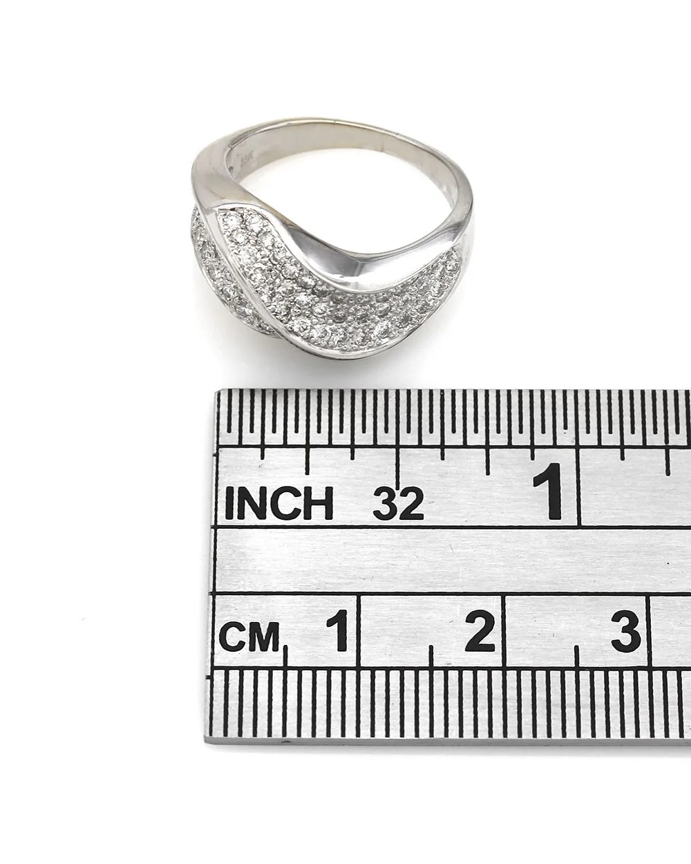 Pave Diamond Wave Ring in White Gold - Image 3
