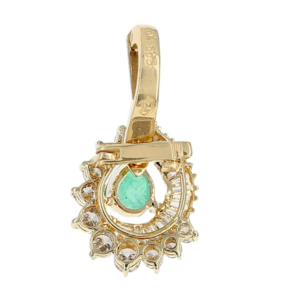 Pear Cut Emerald and Diamond Enhancer Pendant - Image 2