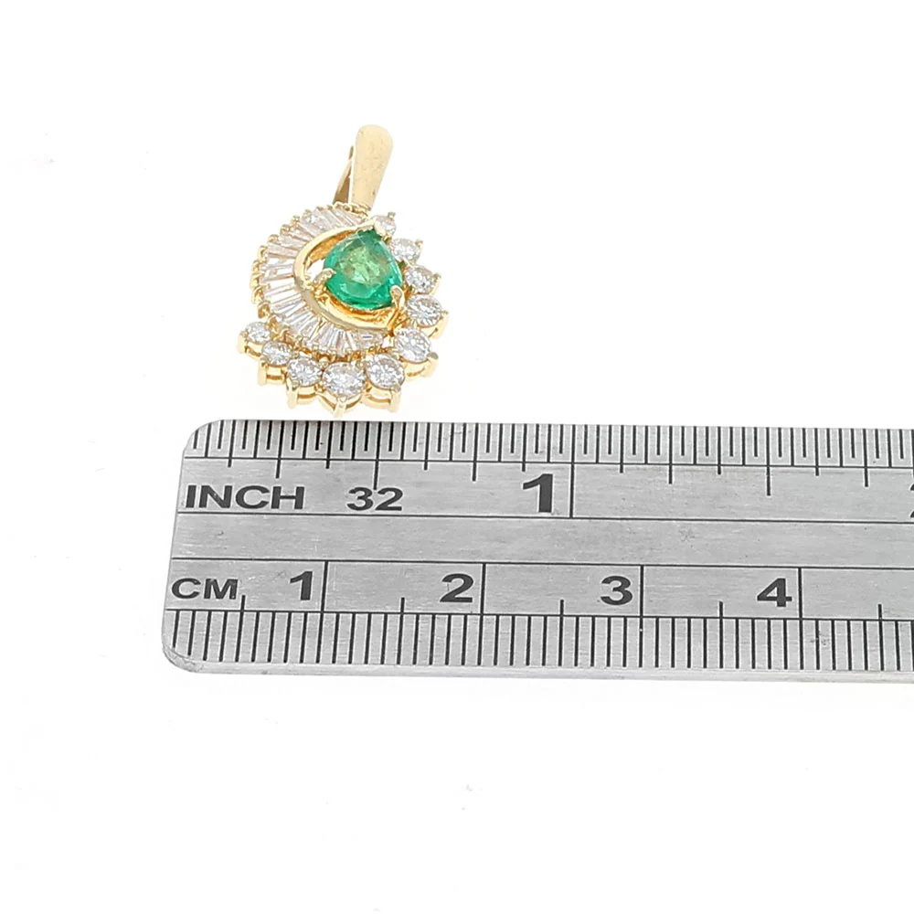 Pear Cut Emerald and Diamond Enhancer Pendant - Image 3