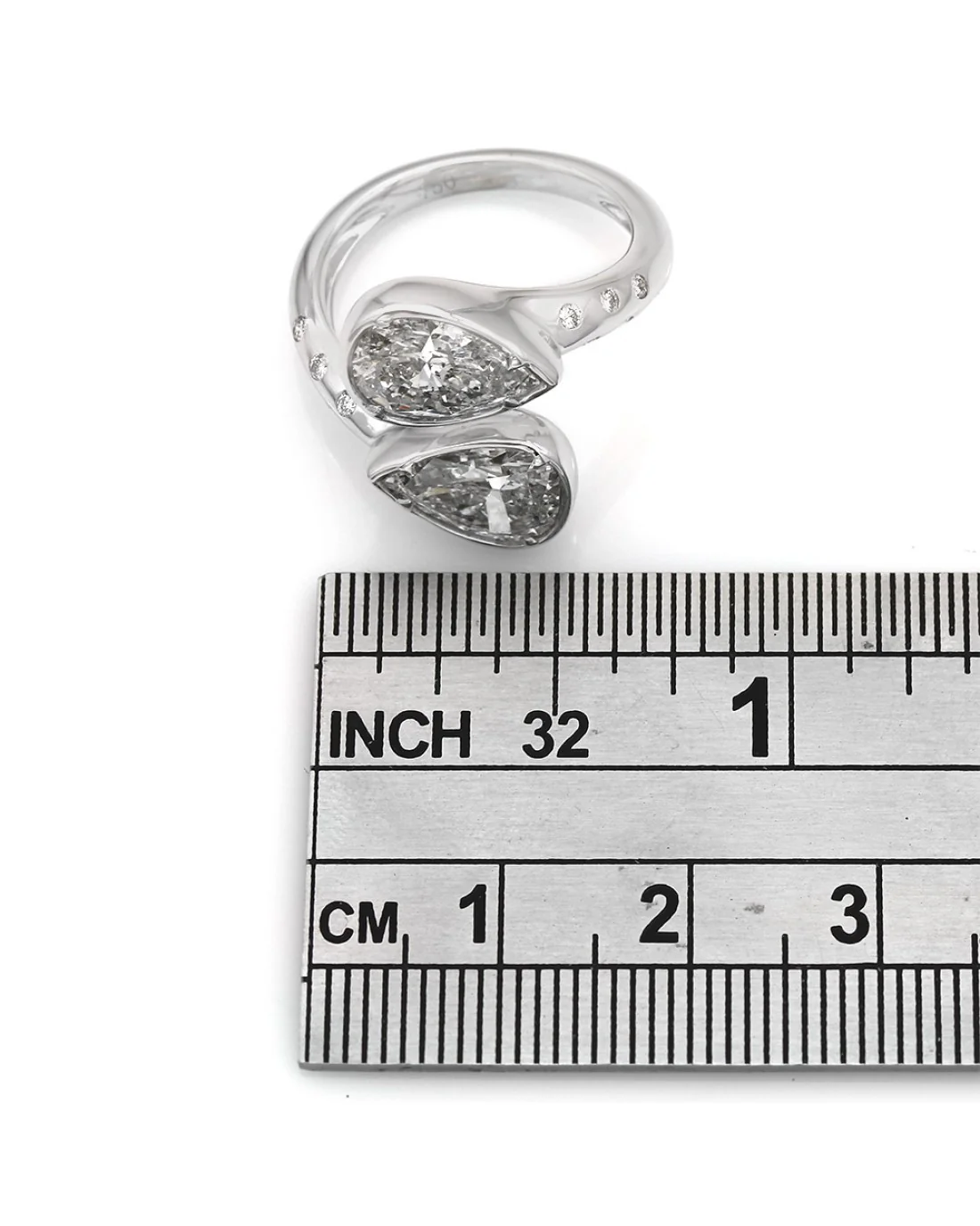 Pear Diamond Bypass Ring in 18K White Gold - Image 3