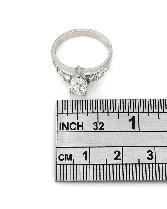 Pear Diamond Engagement Ring with Milgrain Accents in 14kw - Image 3