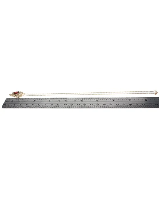 Pear Garnet Scroll Motif Drop Necklace - Image 3