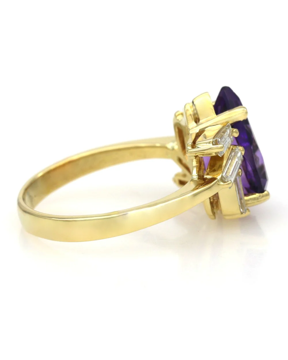 Pear Shape Amethyst and Baguette Diamond Ring - Image 2