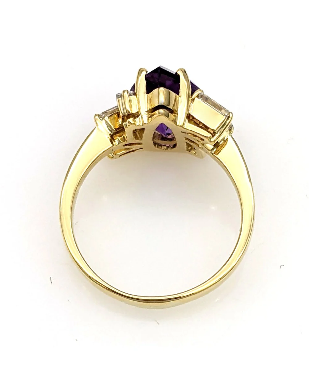 Pear Shape Amethyst and Baguette Diamond Ring - Image 3