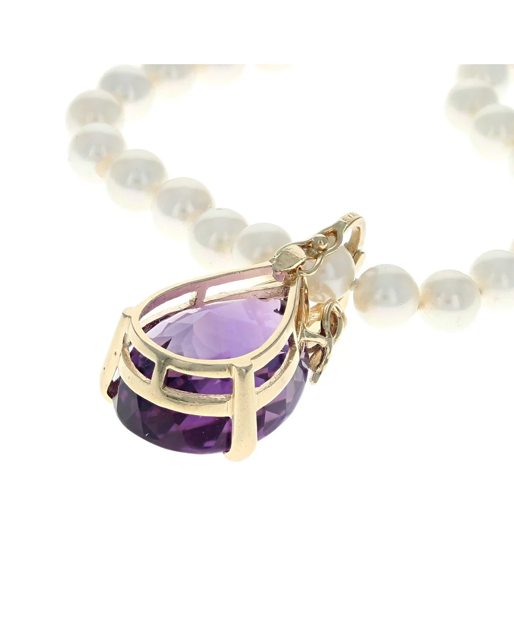 Pear Shaped Amethyst and Diamond Enhancer Pendant in Gold - Image 2