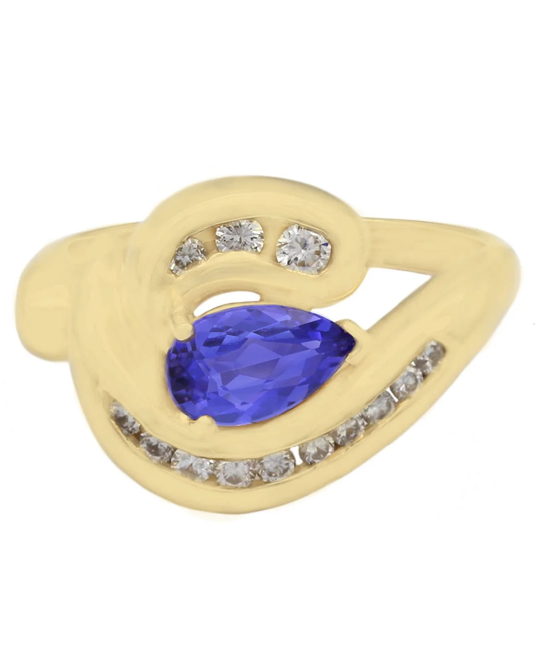 Pear Tanzanite and Diamond Bypass Ring - Image 2