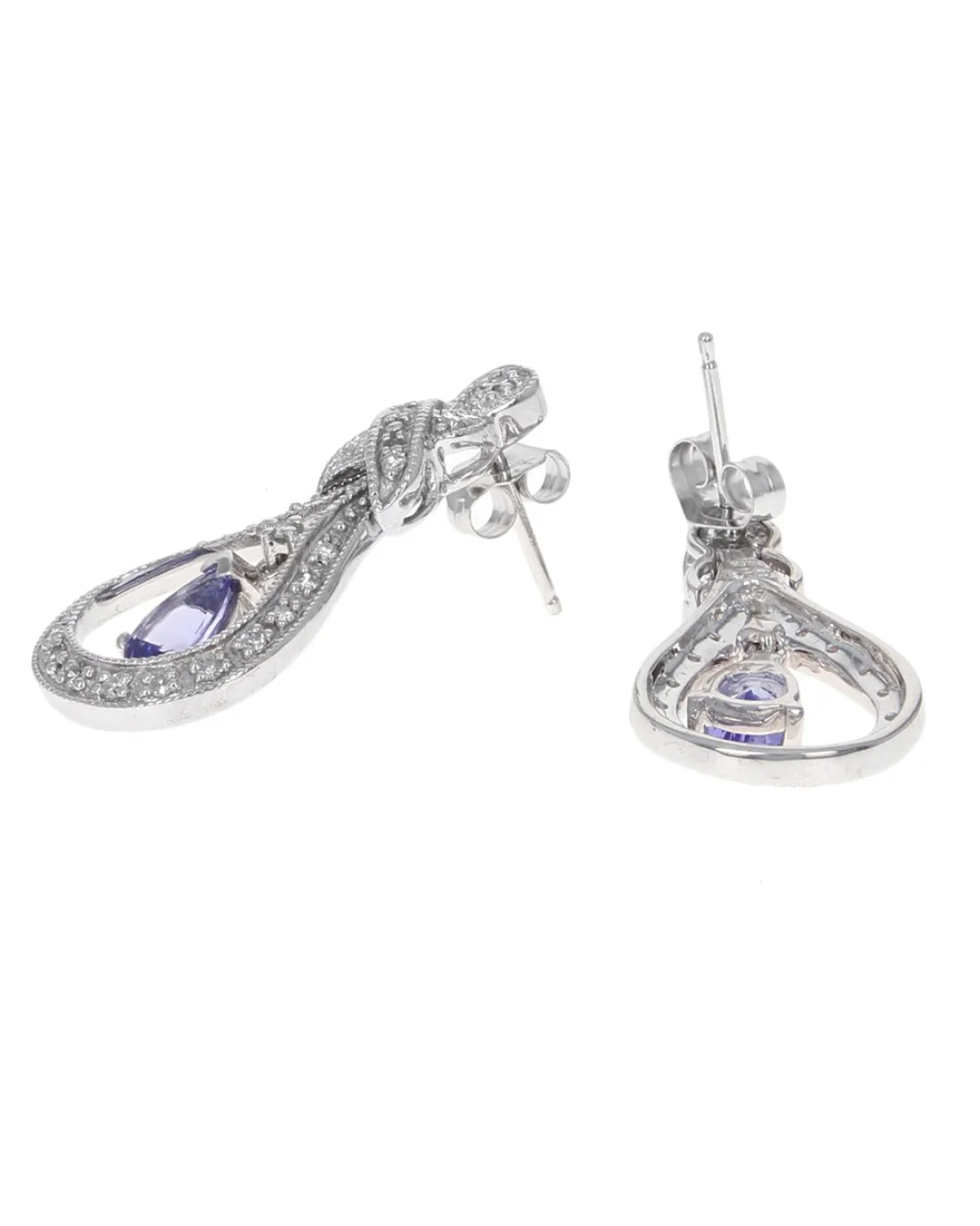 Pear Tanzanite and Diamond Teardrop Earrings - Image 2