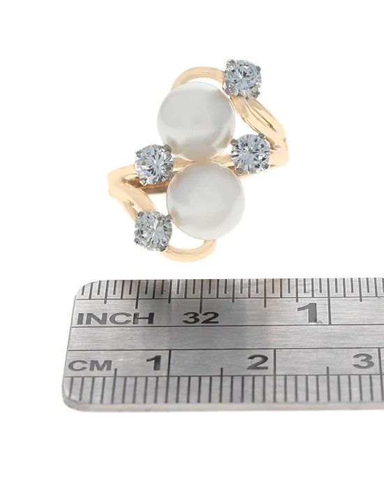 Pearl and Diamond Bypass Ring - Image 3