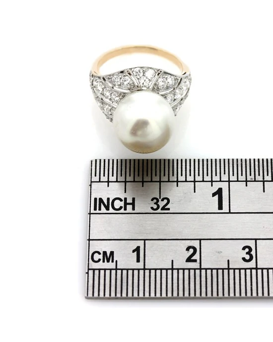 Pearl and Diamond Fashion Ring - Image 3
