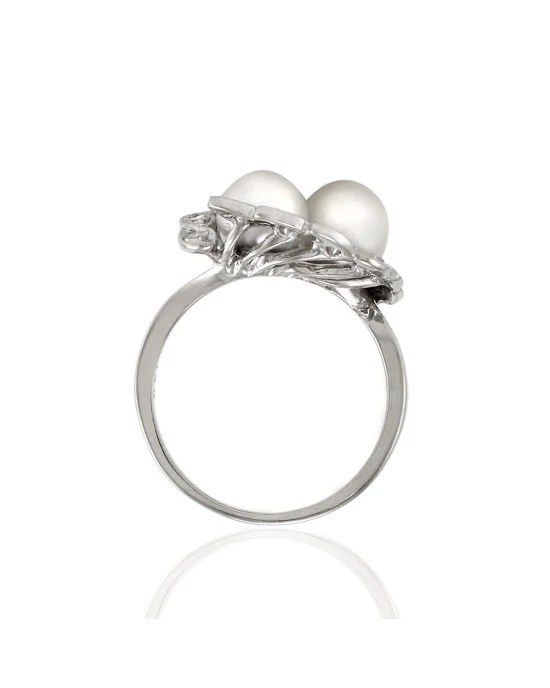 Pearl and Diamond Ring in Gold - Image 4