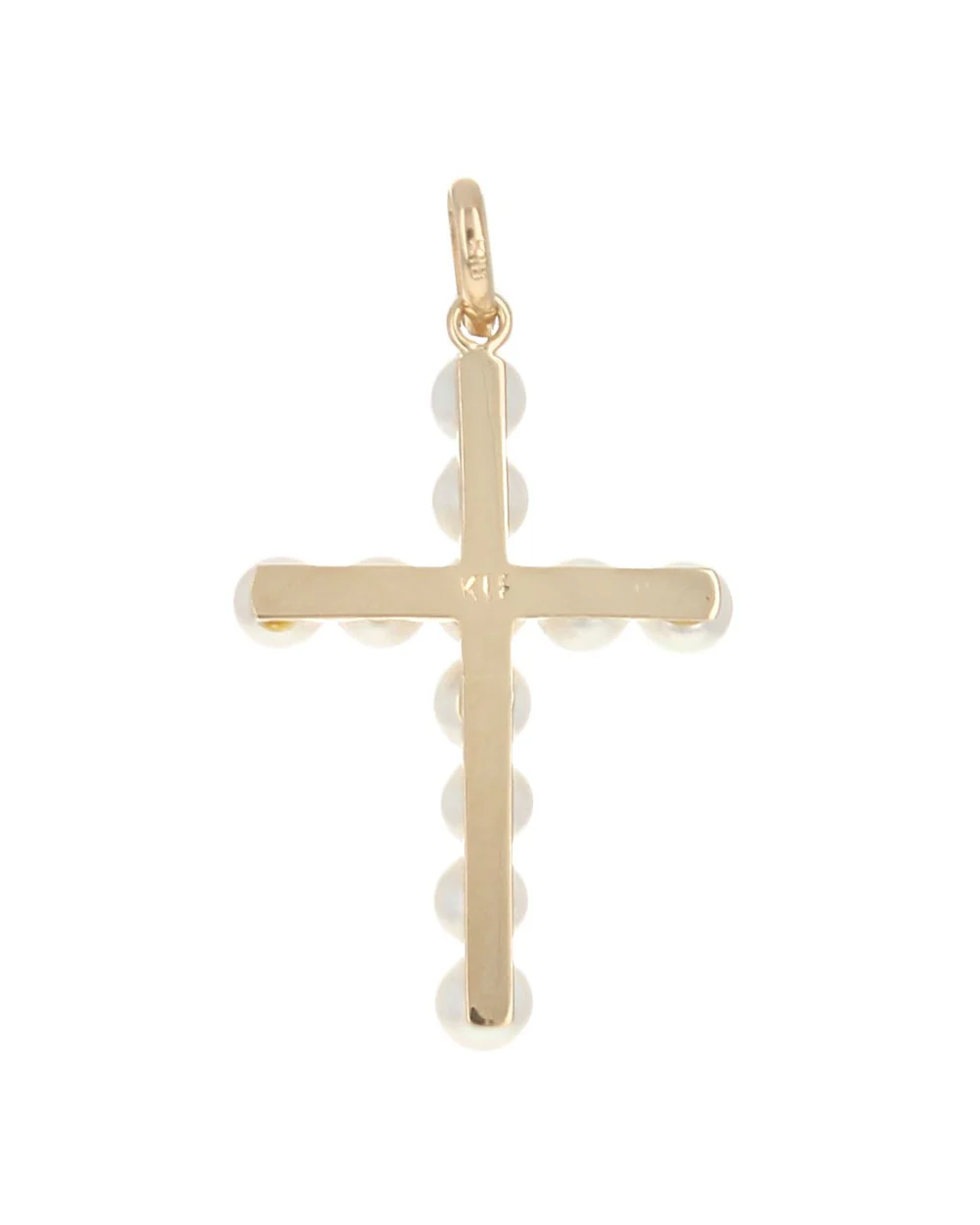 Pearl Cross Pendant in 18K Gold - Image 2
